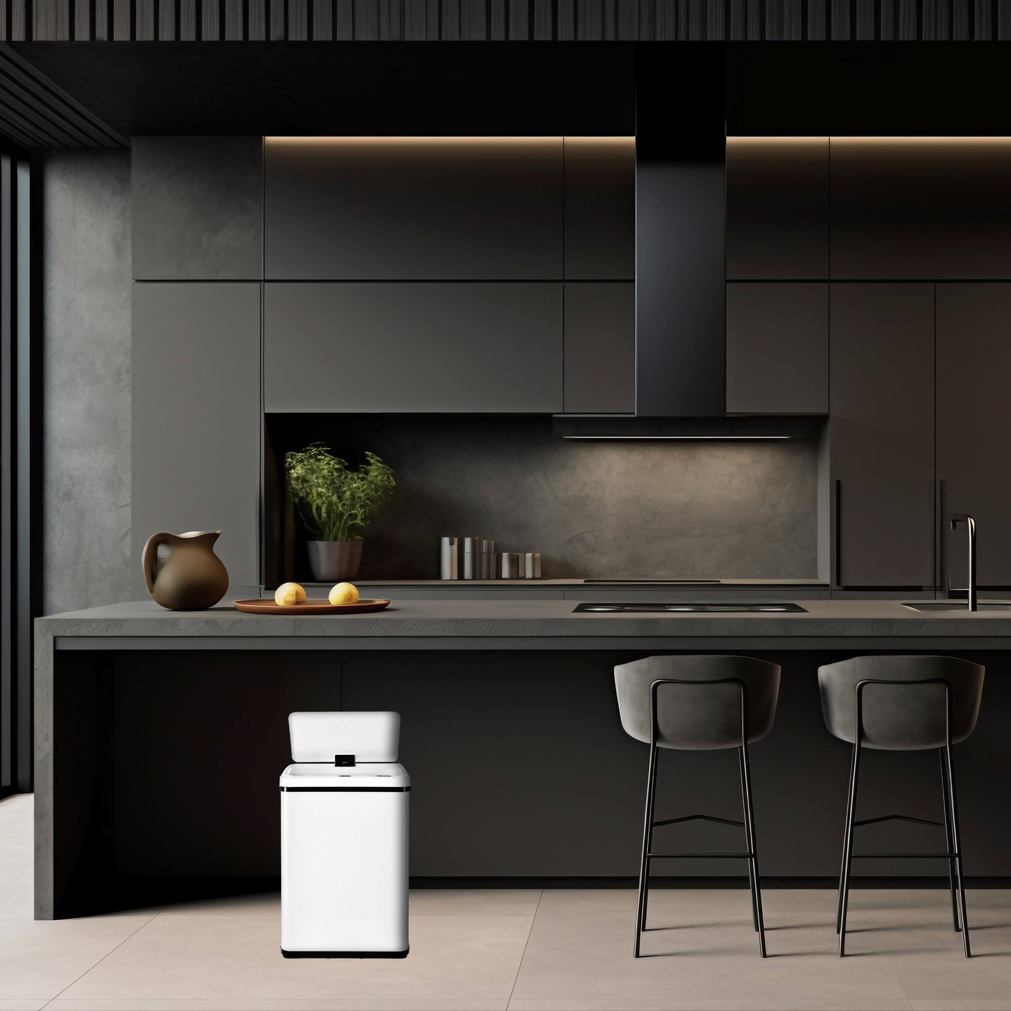 Well home - cubo de basura inteligente sin patas con apertura automática y contacto manual 30l, 35,5x26x60cm color blanco