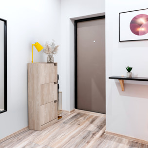 Scarpiera Portascarpe 3 Ante In Legno MDF Da Ingresso Salvaspazio A Ribalta Design Con Maniglie A Scomparsa Doppia Profondità Slim Soggiorno Ca