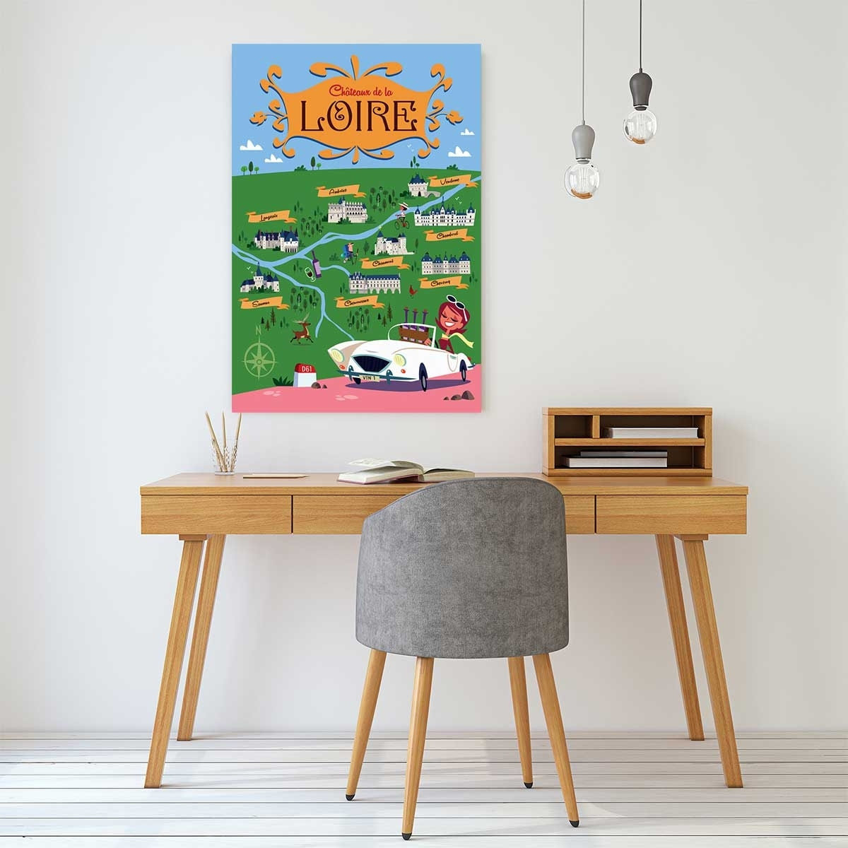 Tableau sur la route des chateaux de la loire Toile imprimée