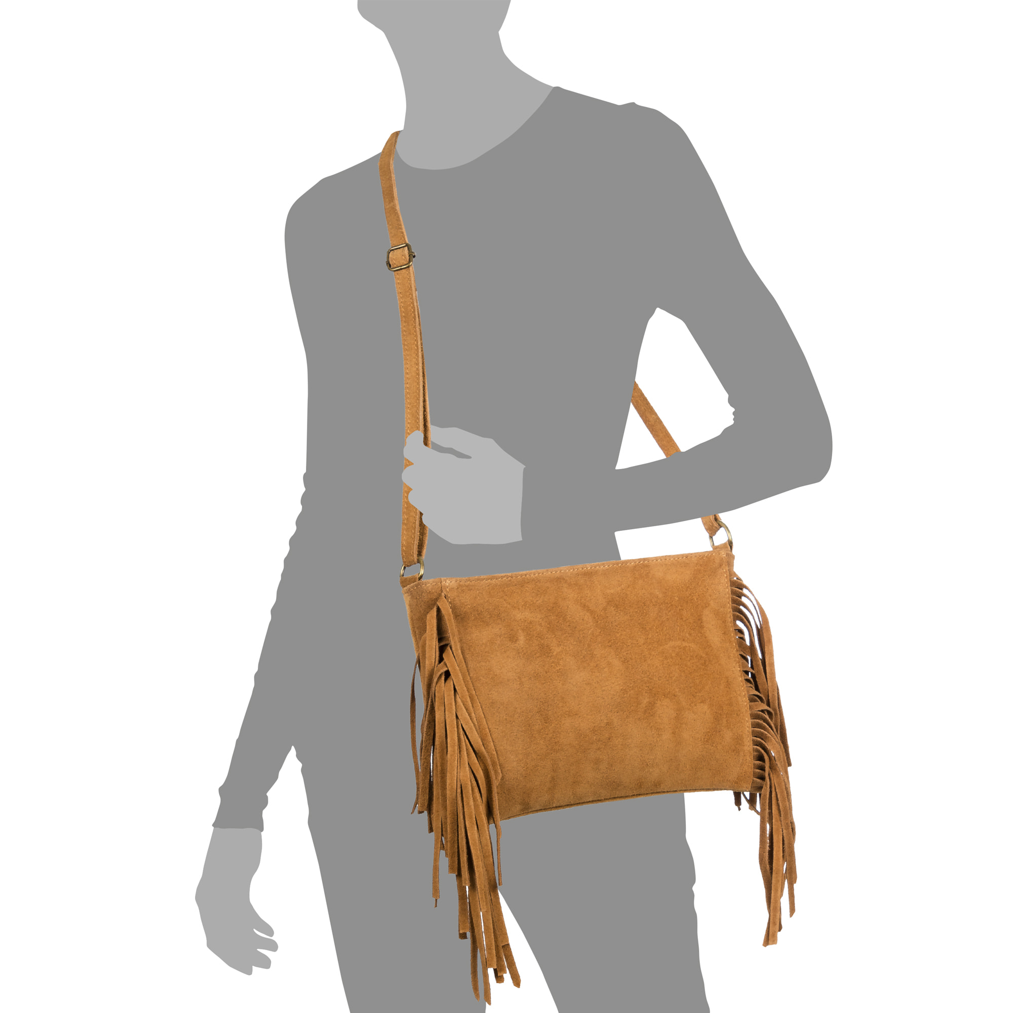 Altare borsa a tracolla donna. Pelle vera Camoscio.