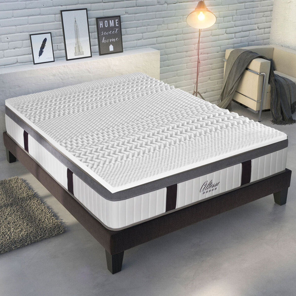 Surmatelas |1 Place | Mousse à cellules ouverte 6 cm | 7 Zones de Confort