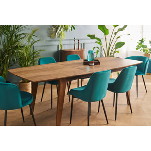 Chaises design en tissu velours bleu pétrole et métal noir (lot de 2) HOLO