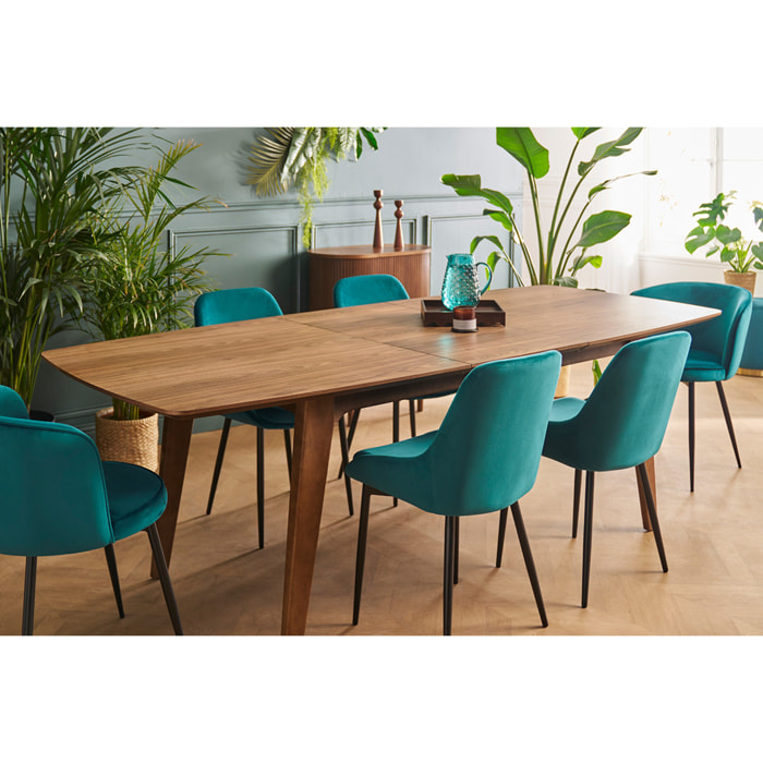 Chaises design en tissu velours bleu pétrole et métal noir (lot de 2) HOLO