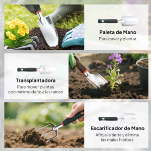 Juego de Herramientas para Jardín de 9 Piezas Robusta Juego de Herramientas Jardinería de Aluminio con Tijeras de Podar con Bloqueo Seguro y Bolsa de Jardín Ligera para Mujeres y Hombres