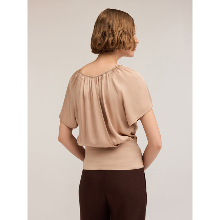Motivi - Satinbluse mit Rückenausschnitt - Beige