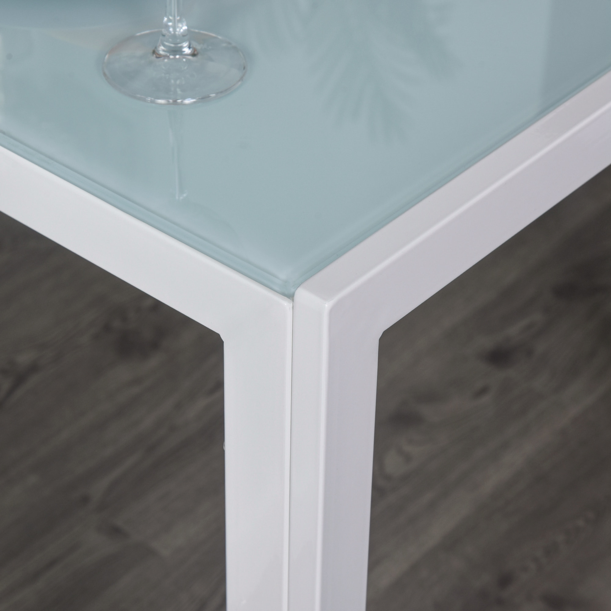 Ensemble table à manger rectangulaire et 4 chaises grand confort métal blanc plateau verre trempé 8 mm
