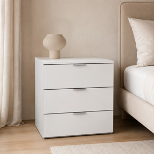 Cassettiera 3 Cassetti Comodino Senza Piedi Comò Mobile Camera Letto Salvaspazio Antigraffio Design Minimal Moderno Lavanderia 77x38x80 Cm Bianco
