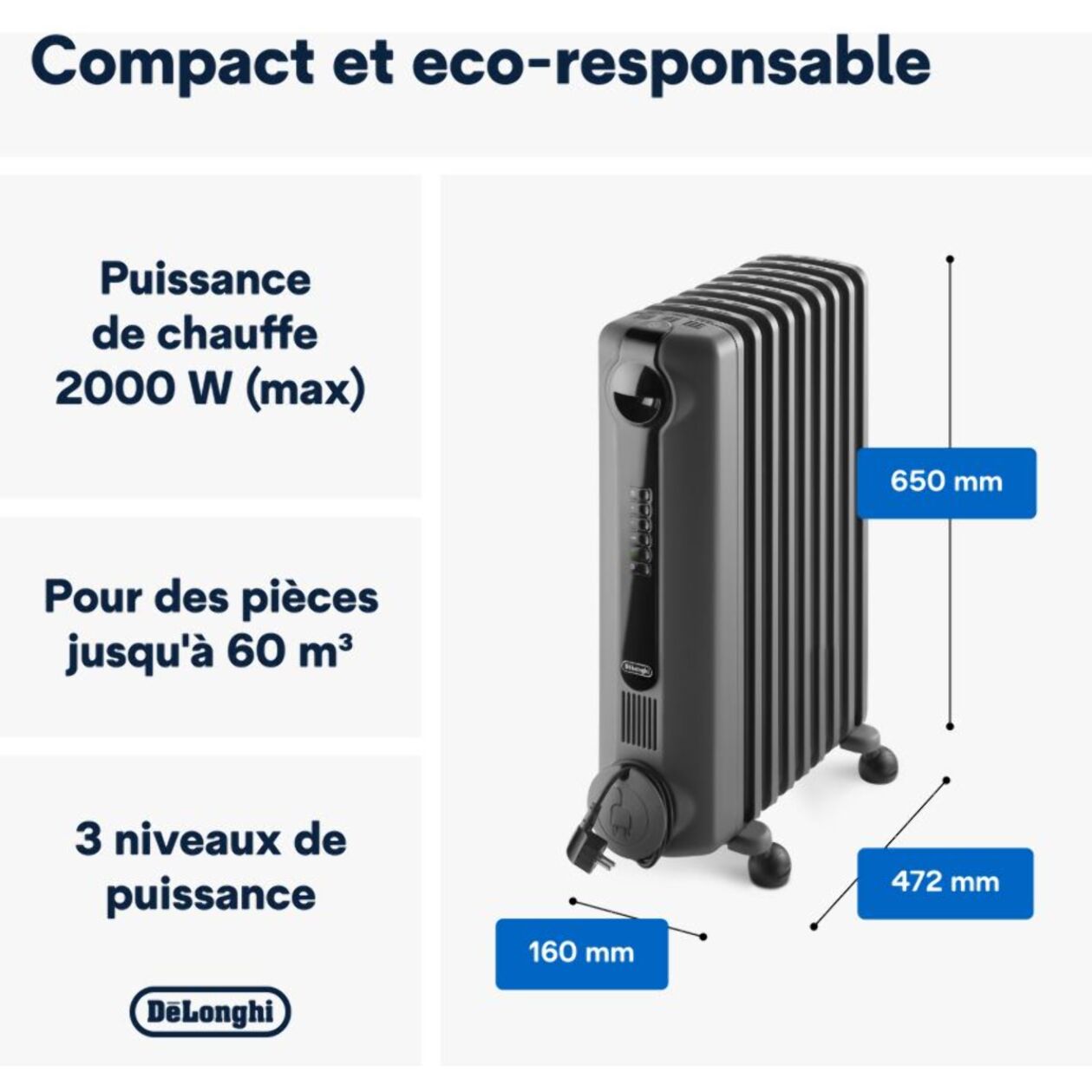 Chauffage Bain d'huile DELONGHI Radia S, TRRS0920E.G