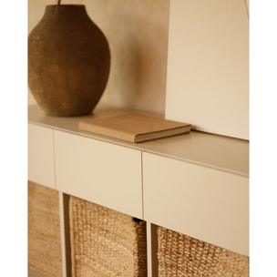 Buffet avec 4 tiroirs laqué en teinte sable de 176x40cm Hauteur: 75 Longueur: 176 Largeur: 40