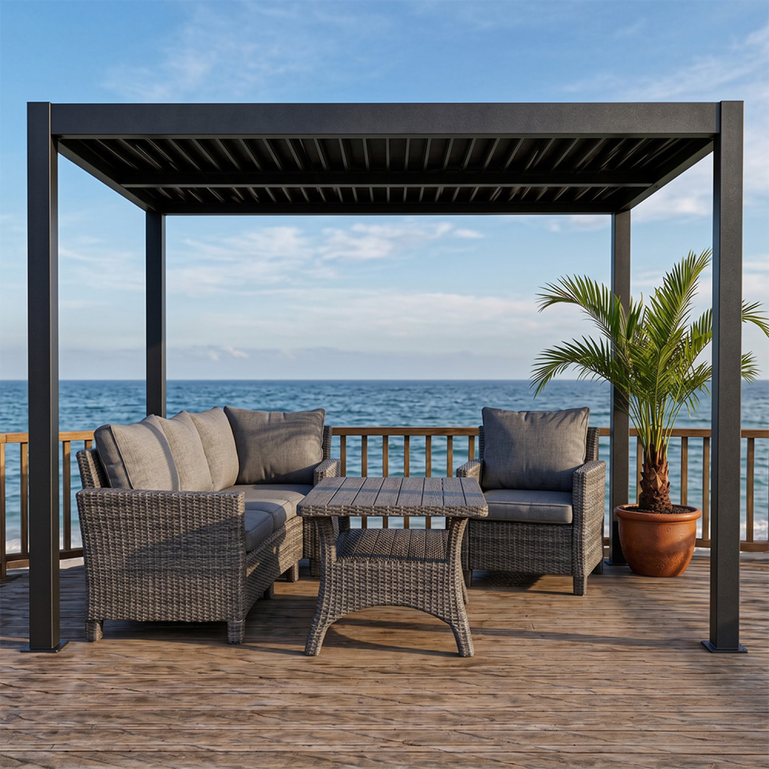 Pergola bioclimatique structure et lames orientables en aluminium 3x3m SOPRON