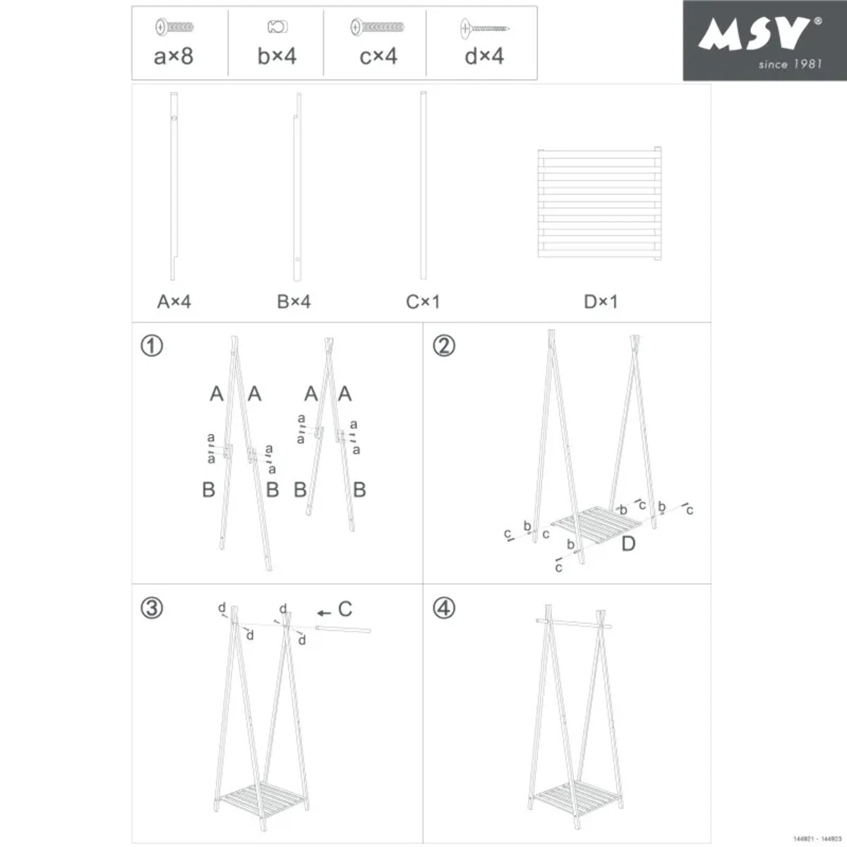 Portant Bambou avec étagère MIA Noir MSV
