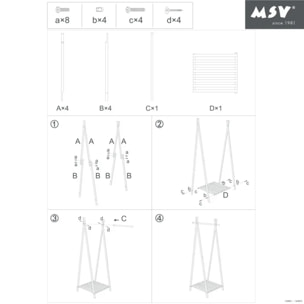 Portant Bambou avec étagère MIA Noir MSV
