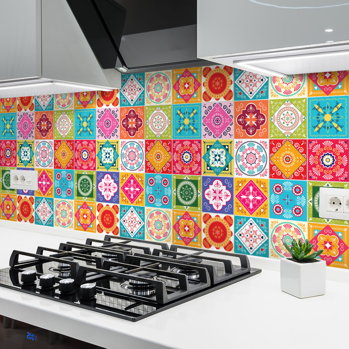 Stickers muraux - Sticker Mural Carrelage adhésif Cuisine Salle de Bain - 24 STICKERS CARRELAGES AZULEJOS FILILANA