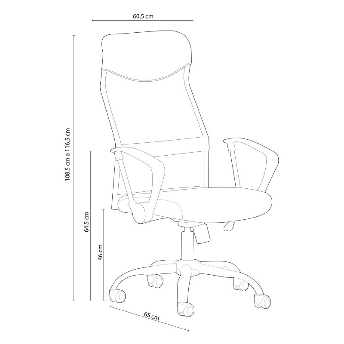 Silla de oficina Mega Negro Polipiel - Negro 3D