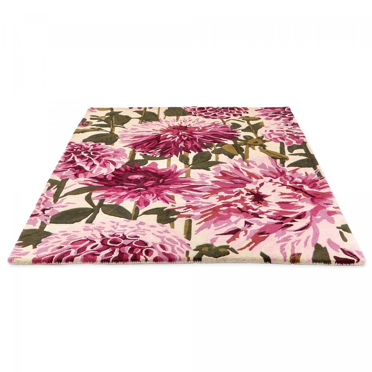 Tapis salon et chambre fait à la main en laine motif floral OLFI