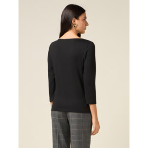 Oltre - T-shirt in cotone con applicazioni - Nero