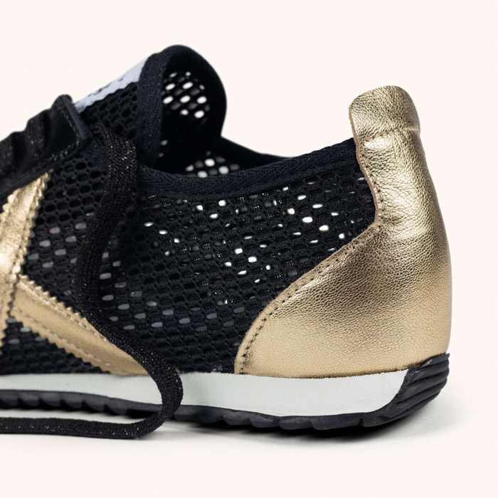 Zapatilla Retro de Rejilla Negra y Oro MUNICH OSAKA 594