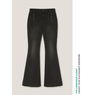 Motivi - Jeans flare con motivo bottoni - Nero