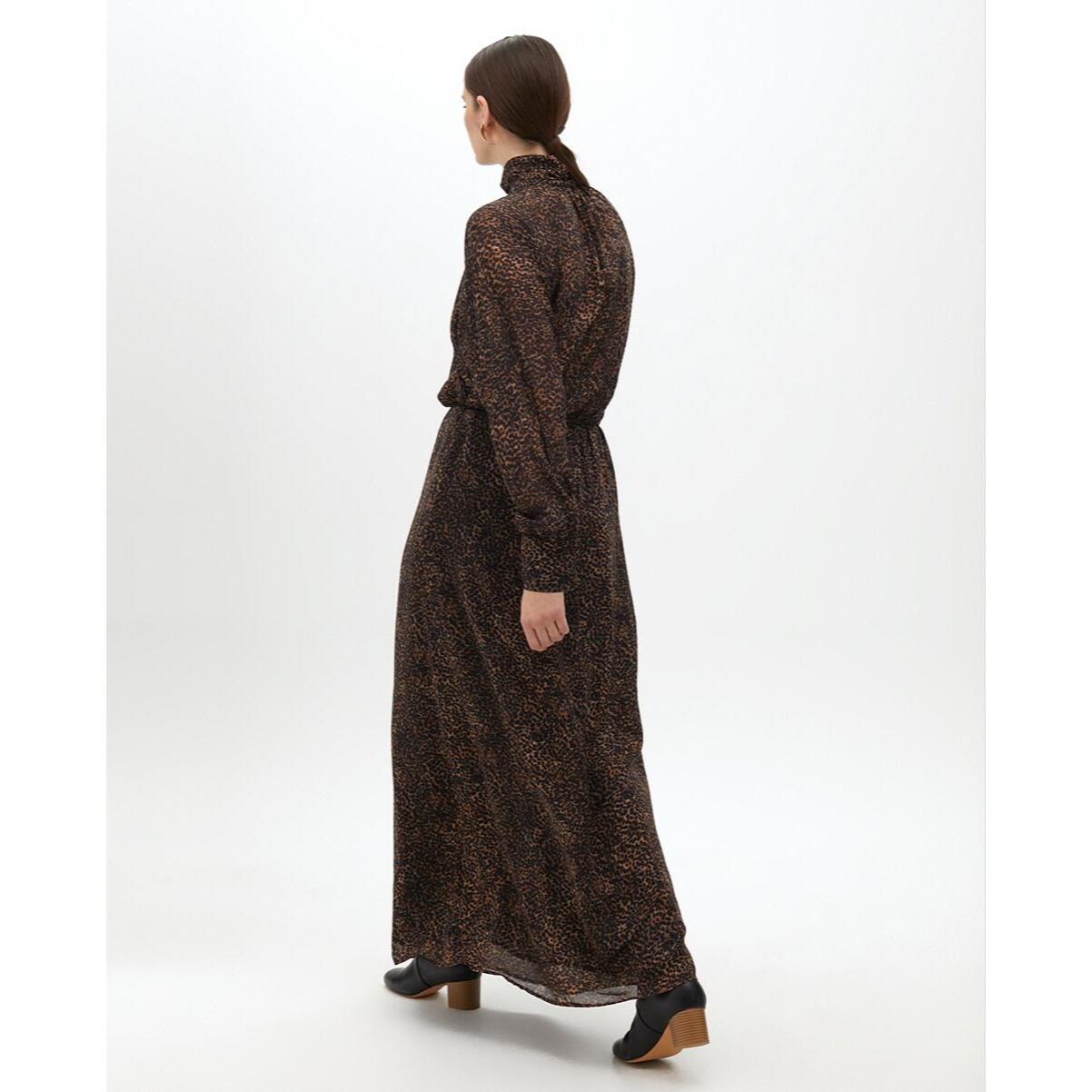 Vestito a collo alto animalier