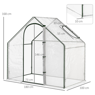 Serre de jardin balcon terrasse serre pour tomates 1,8L x 1l x 1,68H m acier PE imperméable transparent