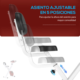 Bicicleta Estática Plegable con Respaldo, Bici Estática con 8 Niveles de Resistencia Magnética, Volante, Pantalla LCD, Pulsómetro, Sillín Ajustable, Carga 110 kg para Hogar Ahorra Espacio Rojo
