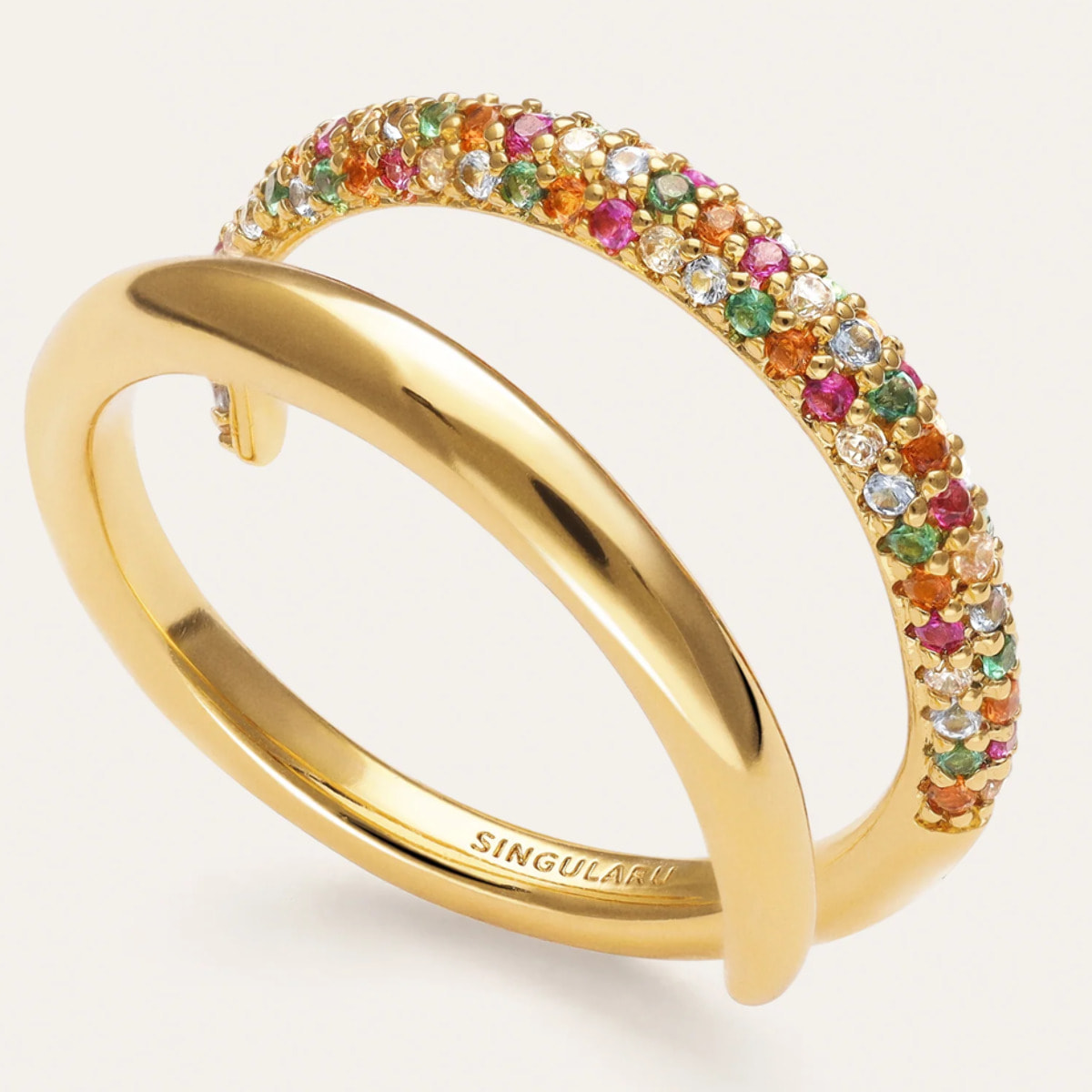 Anillo Doble Scarlett Dance Baño Oro