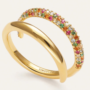 Anillo Doble Scarlett Dance Baño Oro