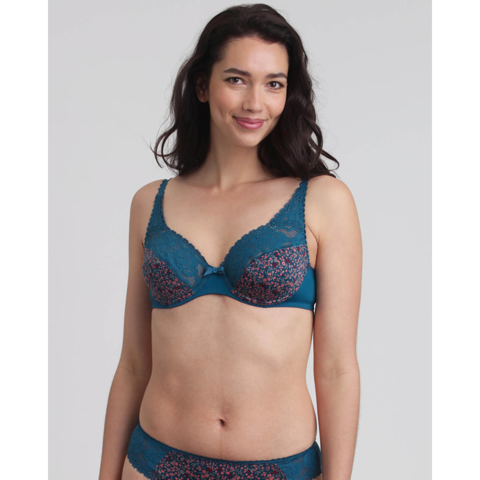 Sujetador con aros de encaje reciclado y microfibra