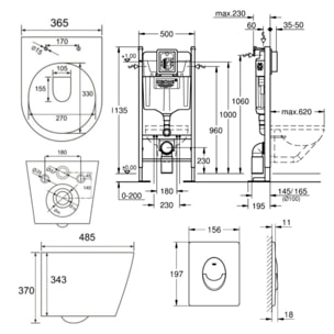 Pack WC Bâti autoportant + WC sans bride SAT Infinitio + Abattant softclose + Plaque blanc alpin (PROINFI3AM)