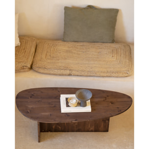 Table basse en bois massif ton noyer de 129cm Hauteur: 43.25 Longueur: 128.6 Largeur: 54.6