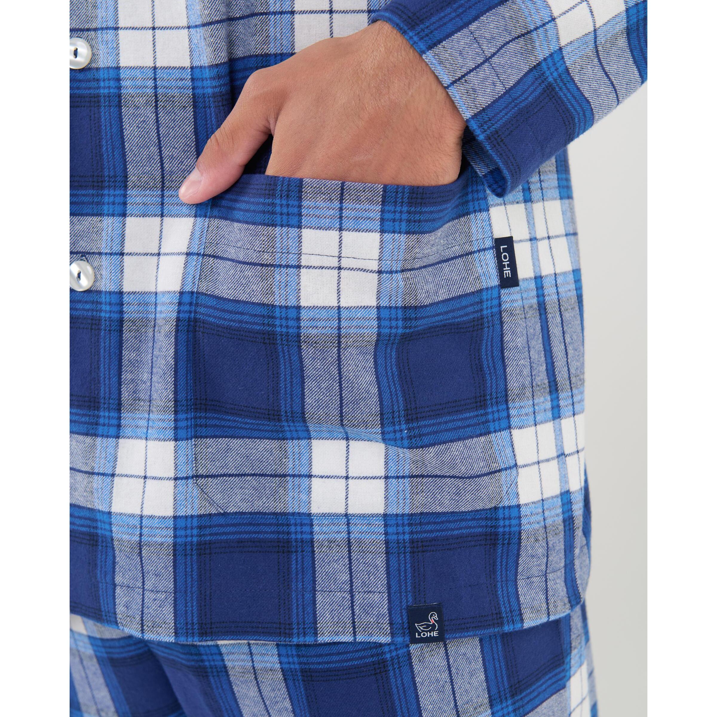 Pijama hombre, estampado en cuadros, abierto con botones, con bolsillos de plastón, manga larga y pantalón largo