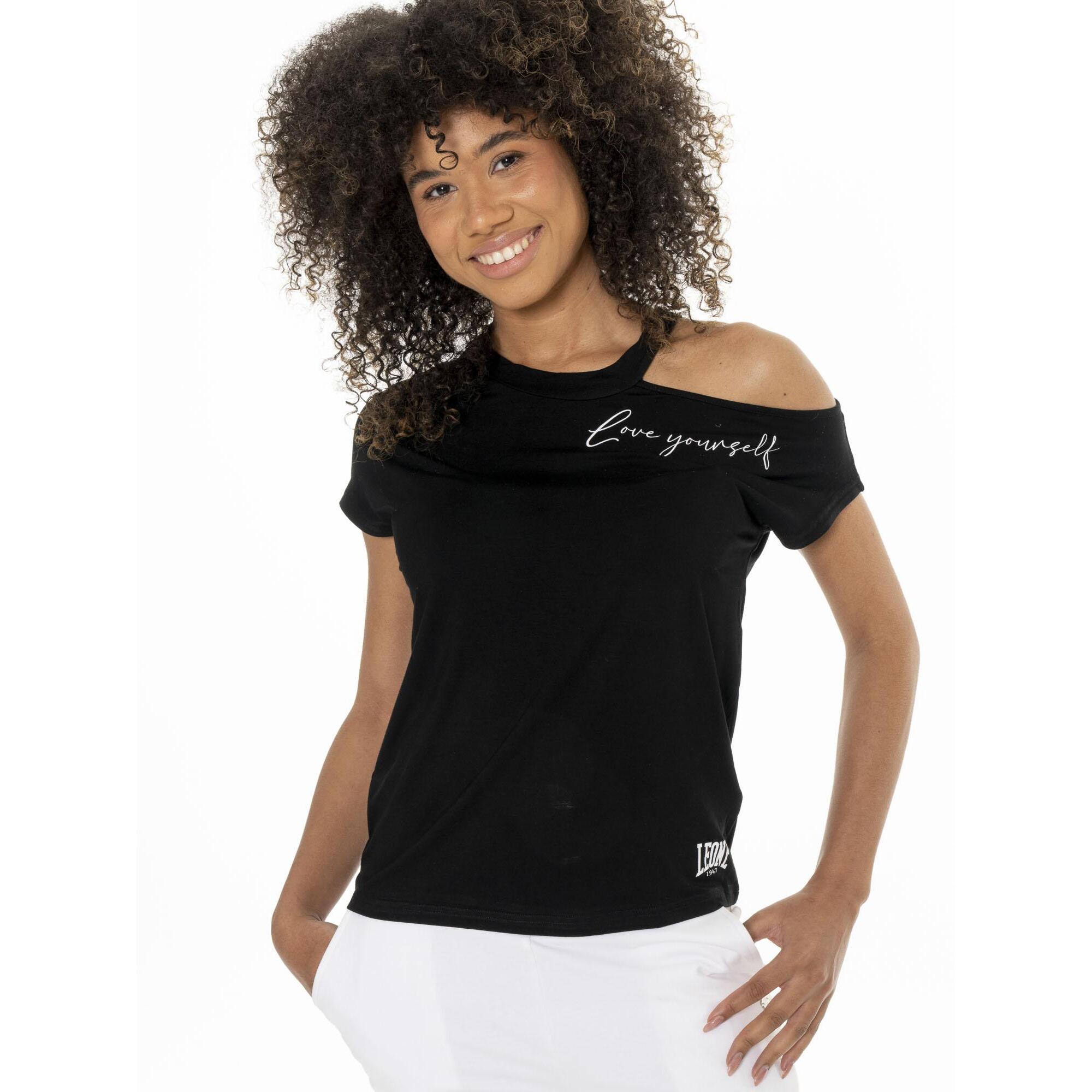T-shirt monospalla da donna Leone Black'n White