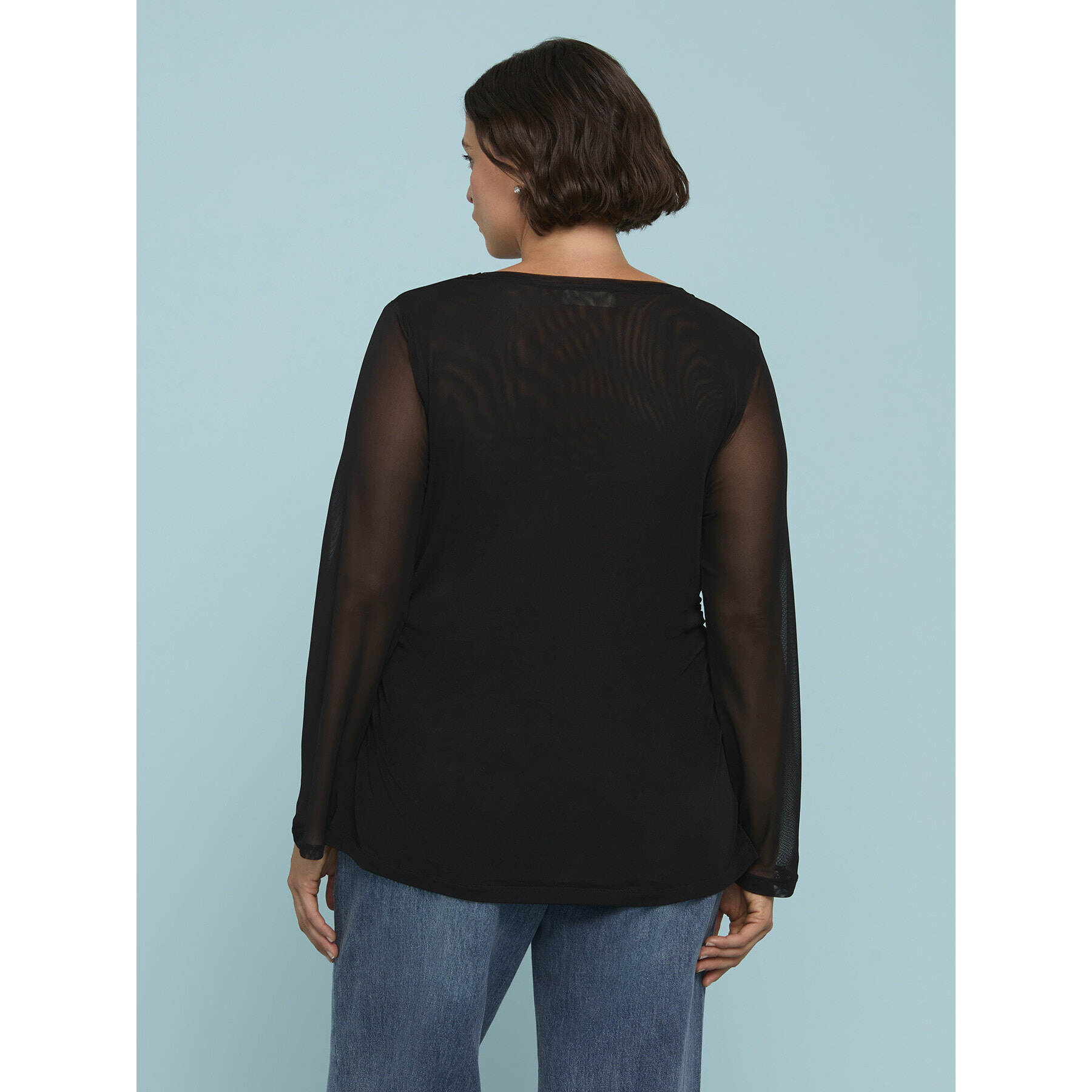 Fiorella Rubino - Top in tulle a manica lunga - Nero