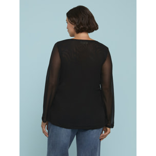 Fiorella Rubino - Top in tulle a manica lunga - Nero