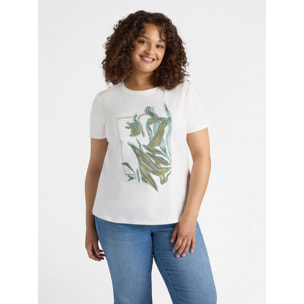 Fiorella Rubino - Camiseta con estampado y cristales - Blanco