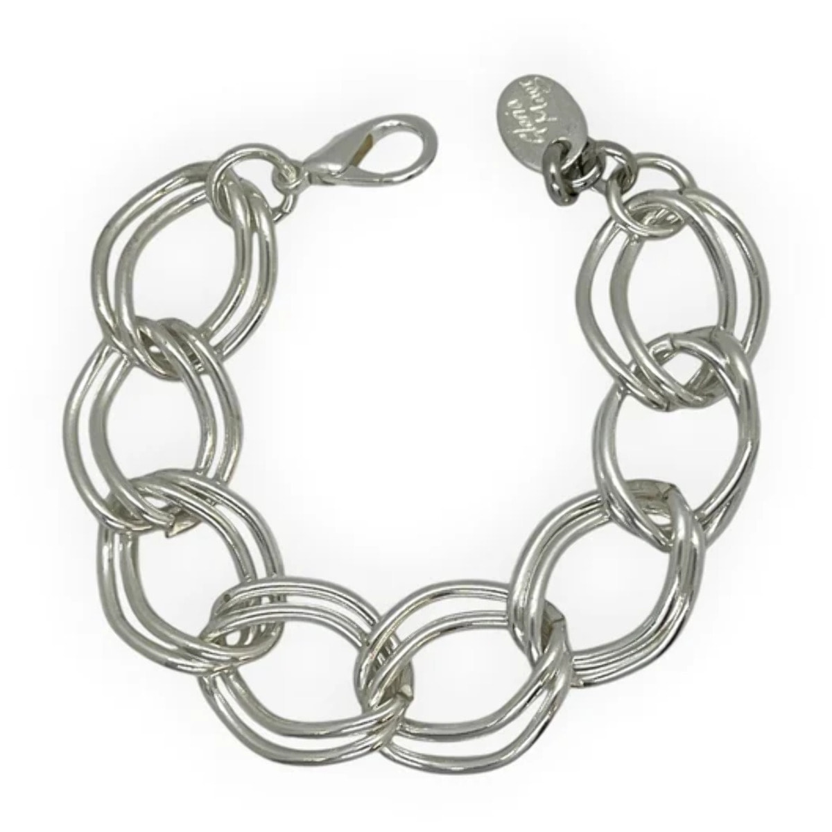 Pulsera cadena doble link chapado plata de ley 10µ