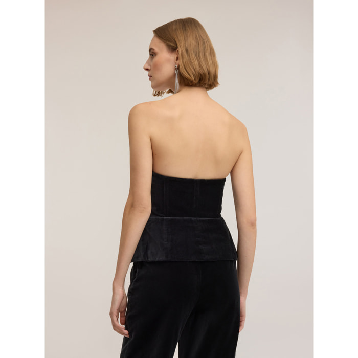 Motivi - Top bustier in velluto con scollatura a cuore - Nero