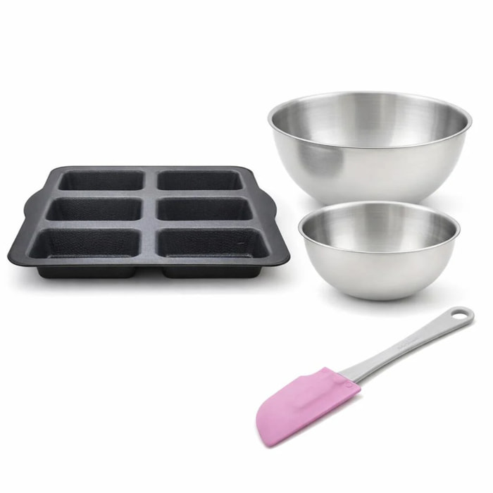 Set à pâtisserie 1 moule à financiers en silicone fibre de verre, 2 bols à mixer et 1 spatule Zenker Silicone