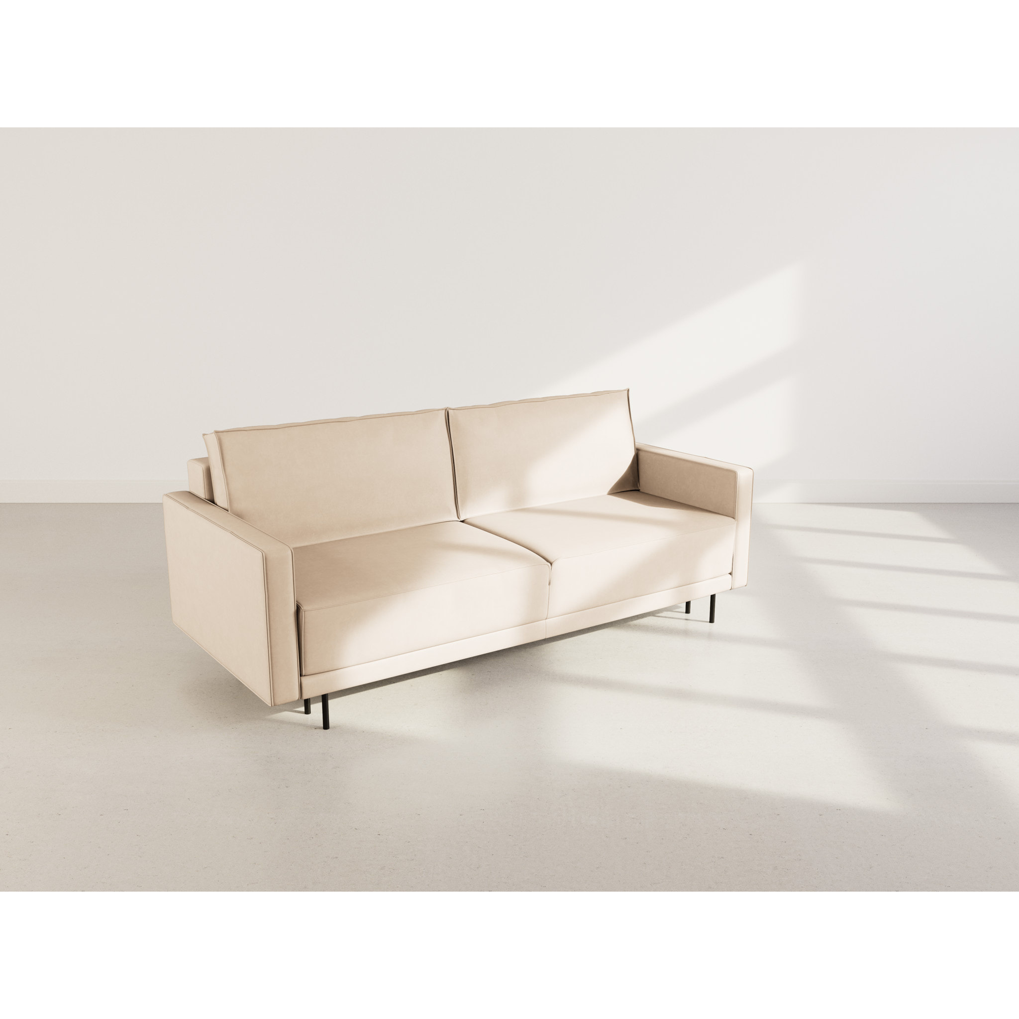 Charlie - Canapé droit 3 places convertible avec coffre en simili - Beige