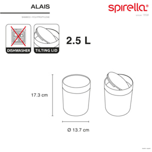 Poubelle à bascule de salle de bain PP & Bambou ALAIS 2,5L Blanc Spirella