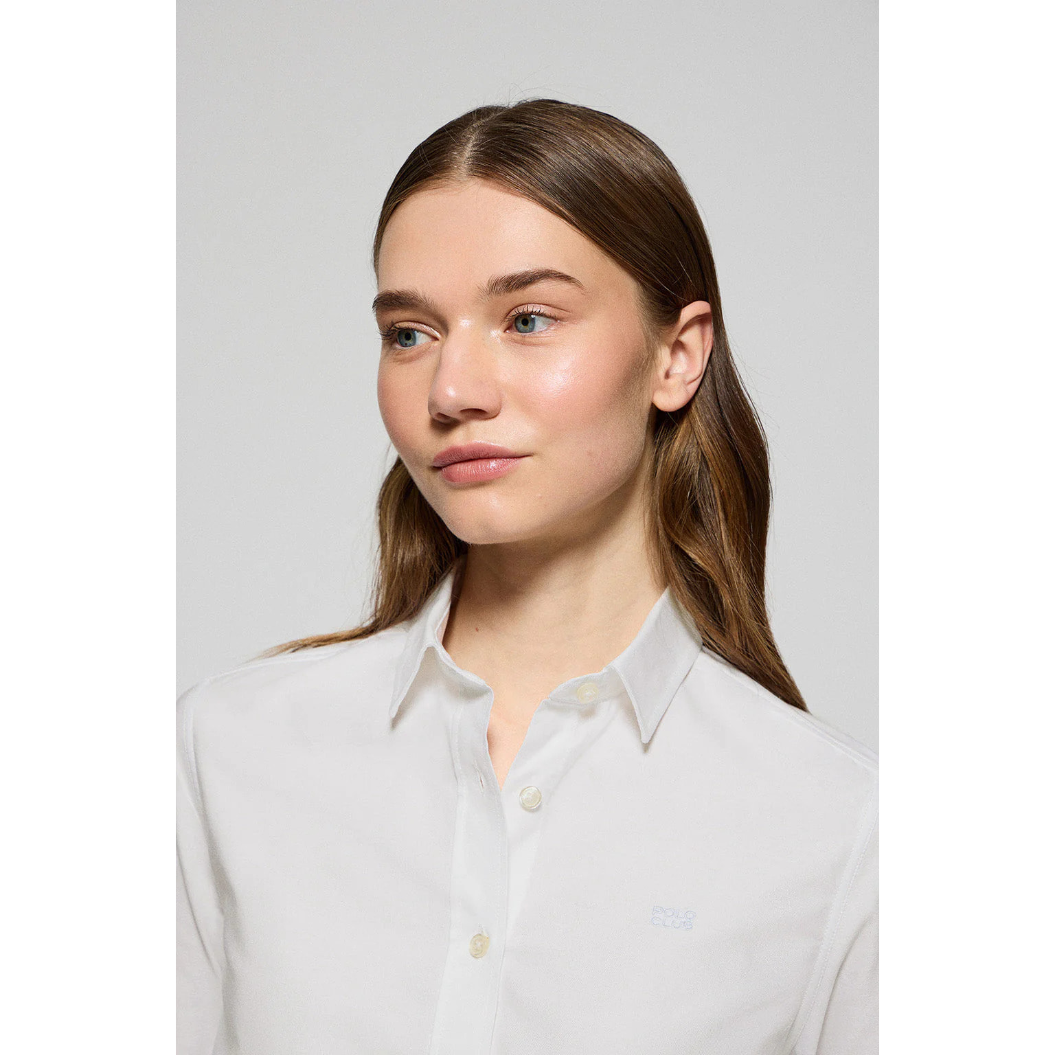 Camicia regular fit bianca con ricamo Polo Club