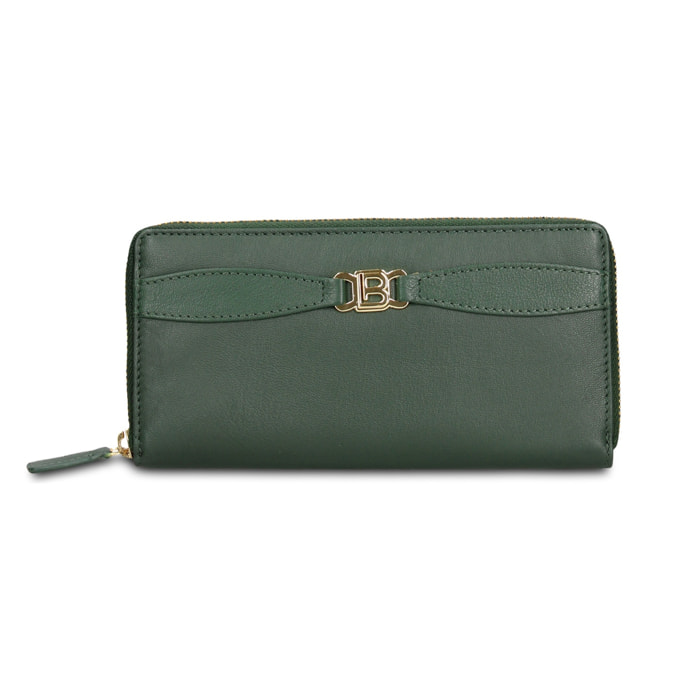 Portafoglio donna in vera pelle - Modello Eridana Plus - Con zip - 19.0 x 9.5 x 2.0 cm