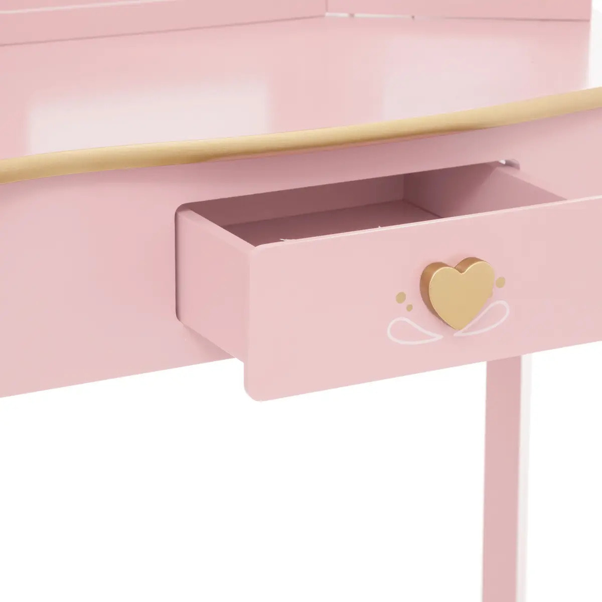 Coiffeuse et tabouret enfant "Sissi" rose L60cm