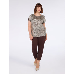 Fiorella Rubino - Camiseta bimatérica con lentejuelas - Burgundy