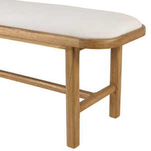 AMY - Banc 1 place avec coussin blanc en bois de mindi et rotin naturel AMY