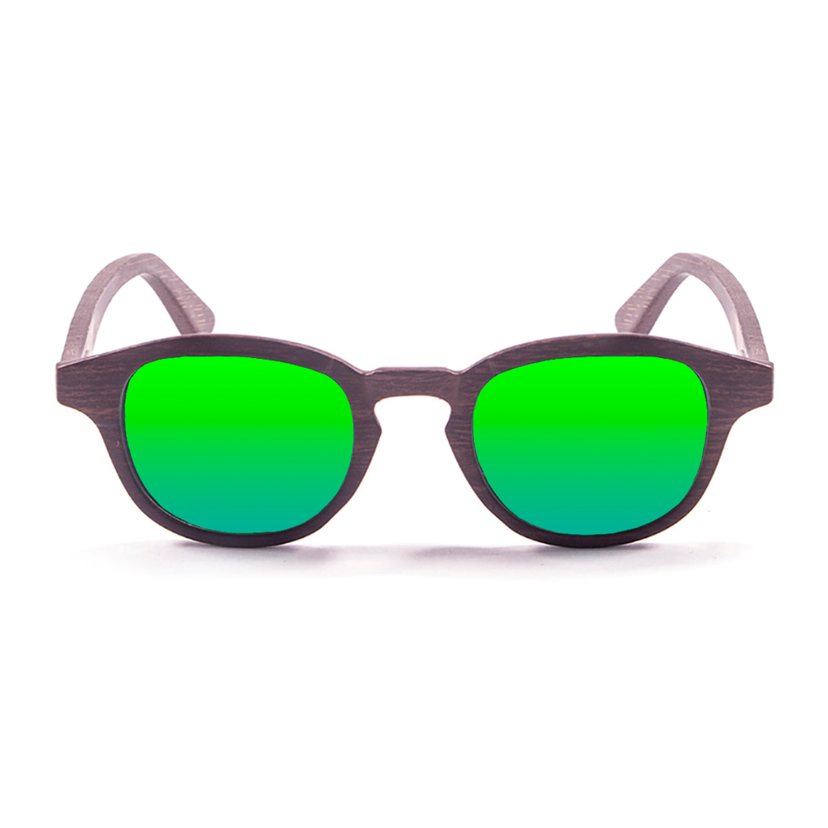 Gafas de sol PALO ALTO LAGUNA BEACH WOOD - Marrón oscuro / Revo verde y patilla marrón bambú