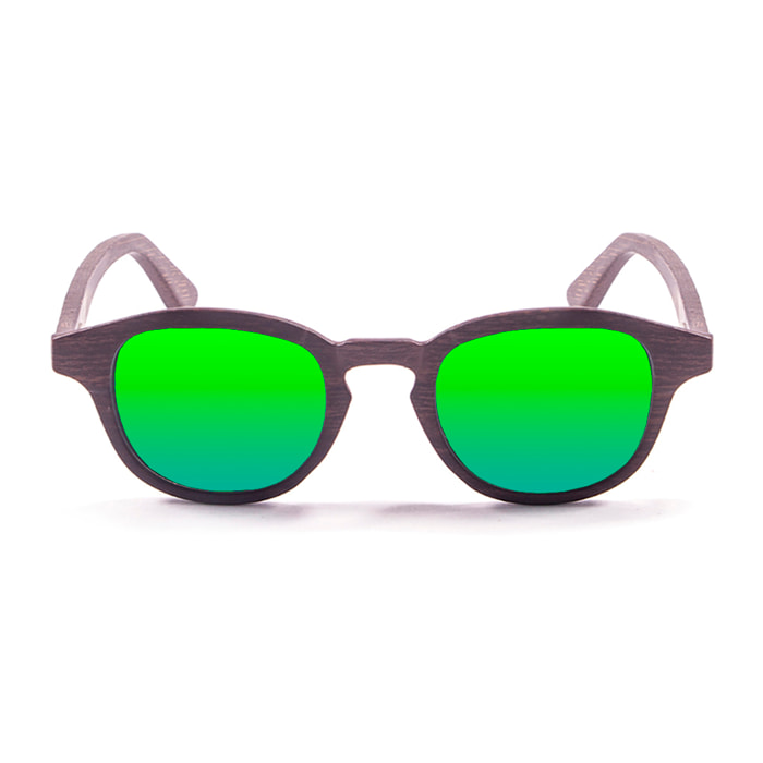 Gafas de sol PALO ALTO LAGUNA BEACH WOOD - Marrón oscuro / Revo verde y patilla marrón bambú