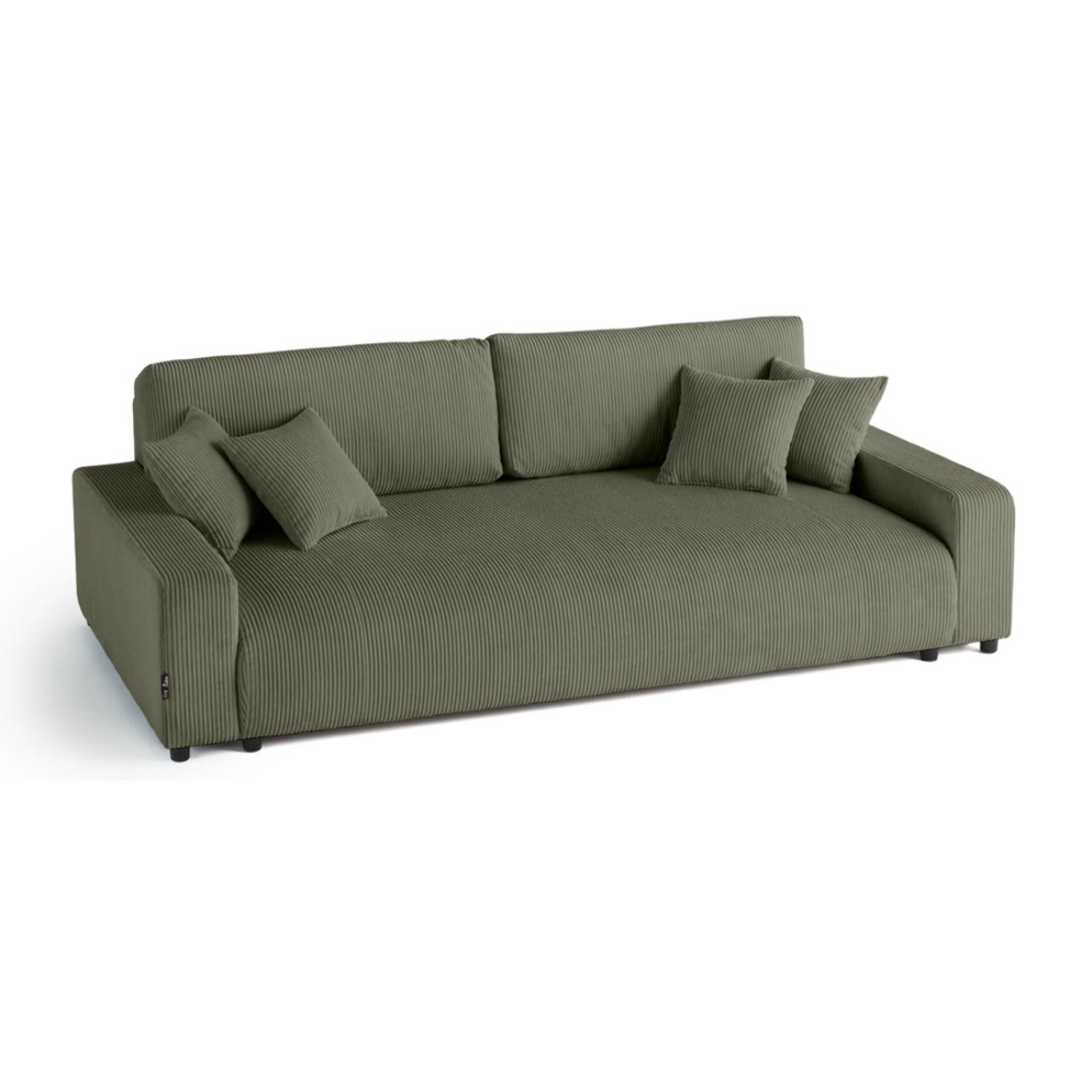 Pivoine - canapé droit 3 places - convertible avec coffre - en velours côtelé - Vert