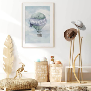 Affiche enfant rêver grand bleu  Affiche sous cadre bois