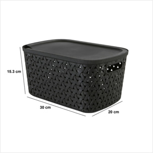 Panier "Tressy" en plastique noir 6,7L